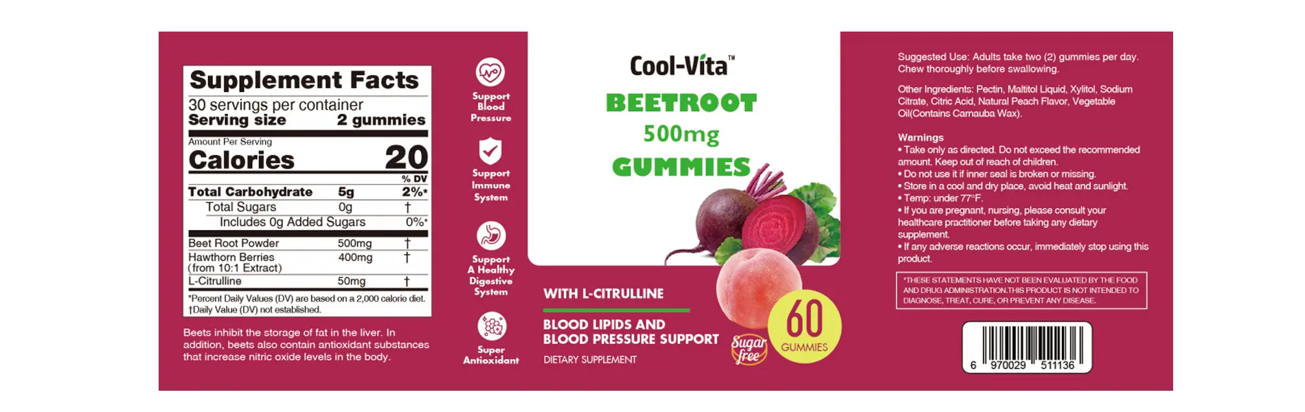 service label design beetroot gummy